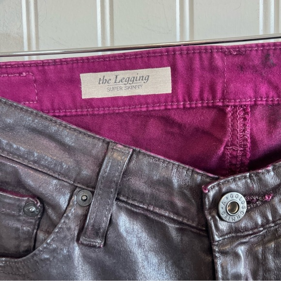 Adriano Goldschmied faux leather iridescent, blackish brown pants size 30 skinny - Picture 6 of 11